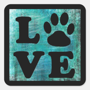 Schwarze und Aquamarine Pet Paw Prints Hund- oder Quadratischer Aufkleber