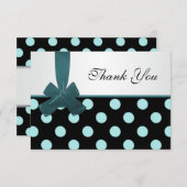 Schwarze und aquamarine Polkapunkte danken Ihnen Dankeskarte (Vorne/Hinten)