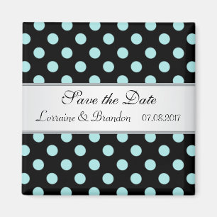 Schwarze und aquamarine Polkapunkte, die Save the Magnet