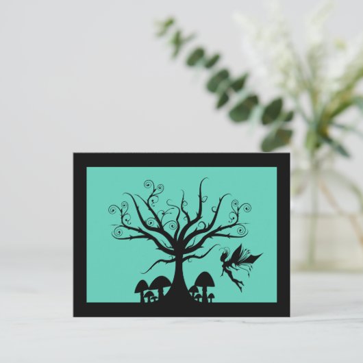 Schwarze und Aquamarine Spooky-Fairy-Postkarte Postkarte (Stehend Vorderseite)