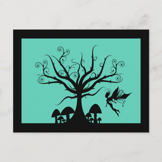 Schwarze und Aquamarine Spooky-Fairy-Postkarte Postkarte (Vorderseite)