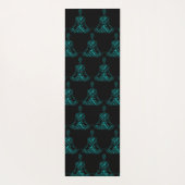 Schwarze und Aquamarine Word-Cloud Yogamatte (Rückseite)