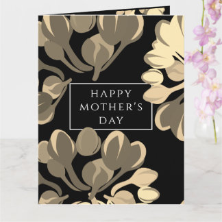 Schwarze und beige Blumen-Muttertags-Grußkarte Karte