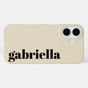 Schwarze und beige fettgedruckte Typografie person iPhone 16 Hülle