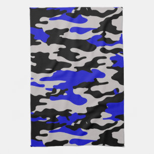 Schwarze und blaue Camouflage Handtuch