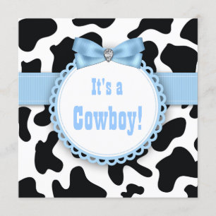 Schwarze und blaue Cowboy-Baby-Party für einen Jun Einladung