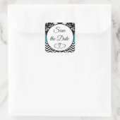 Schwarze und blaue florale Save the Date Aufkleber (Tasche)