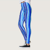 Schwarze und blaue gestrichene Streifen Leggings (Links)