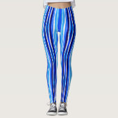 Schwarze und blaue gestrichene Streifen Leggings (Vorderseite)
