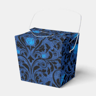 Schwarze und blaue gotische Rosen Damast Geschenkschachtel