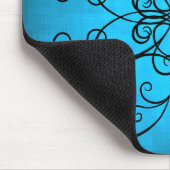 Schwarze und blaue Herzen und Wirbel personalisier Mousepad (Ecke)
