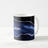 Schwarze und blaue Marmorierung Kaffeetasse (VorderseiteRechts)