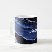 Schwarze und blaue Marmorierung Kaffeetasse (Vorderseite Links)