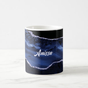 Schwarze und blaue Marmorierung Kaffeetasse