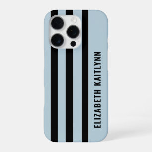 Schwarze und blaue Streifenmuster Personalisiert iPhone 16 Pro Hülle