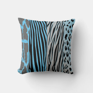 Schwarze und blaue Tierdruck-Zebra-Streifen-Kissen Kissen