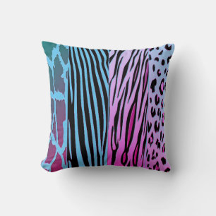 Schwarze und blaue Tierdruck-Zebra-Streifen-Kissen Kissen