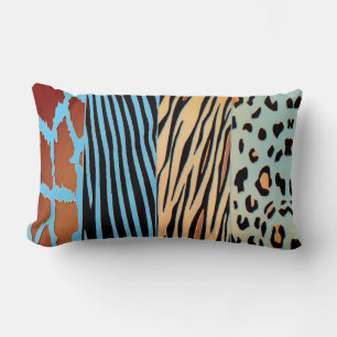 Schwarze und blaue Tierdruck-Zebra-Streifen-Kissen Lendenkissen