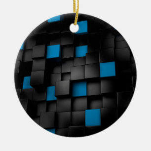 Schwarze und blaue Würfel Keramikornament