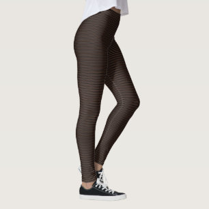 Schwarze und braune dünne horizontale Streifen Str Leggings