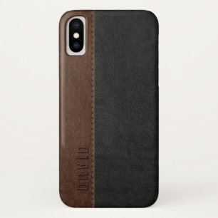 Schwarze und braune imitierte Vintage-Lederstruktu Case-Mate iPhone Hülle