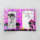 Schwarze und braune Mädchen Hip Hop Happy Birthday Karte (Innenseite)