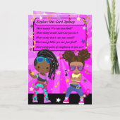 Schwarze und braune Mädchen Hip Hop Happy Birthday Karte (Rückseite)