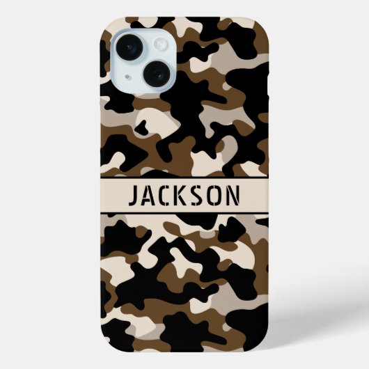 Schwarze und braune Tarnung Personalisiert Case-Mate iPhone Hülle (Rückseite)