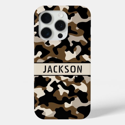 Schwarze und braune Tarnung Personalisiert Case-Mate iPhone Hülle (Rückseite)