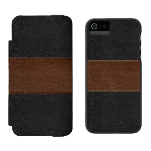 Schwarze und braune Vintage-Lederstruktur Incipio Watson™ iPhone 5 Geldbörsen Hülle