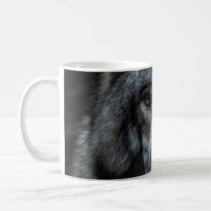 SCHWARZE UND BROWN-WOLF-MALERIE KAFFEETASSE