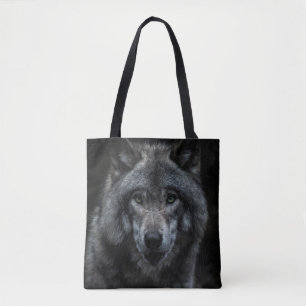 SCHWARZE UND BROWN-WOLF-MALERIE TASCHE