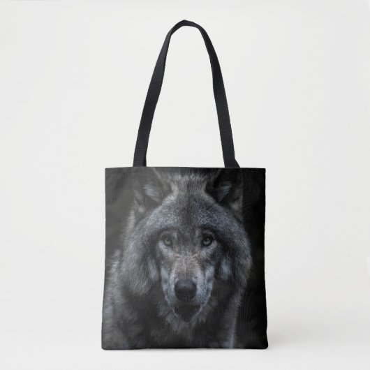 SCHWARZE UND BROWN-WOLF-MALERIE TASCHE (Vorderseite)