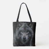 SCHWARZE UND BROWN-WOLF-MALERIE TASCHE (Rückseite)