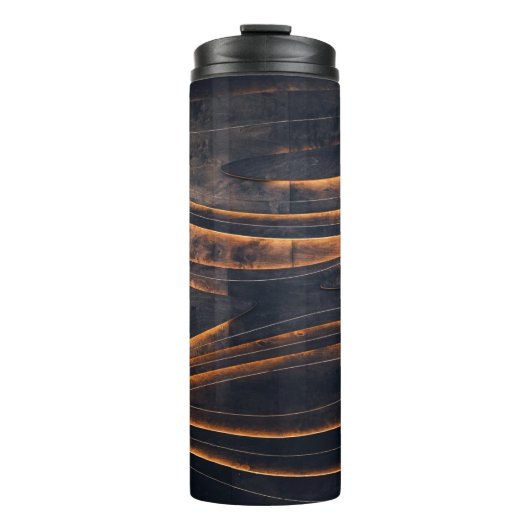 SCHWARZE UND BROWNE SPIRALSTÄBE THERMOSBECHER (Vorderseite)