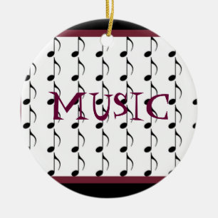 Schwarze und Burgunderrote Noten Keramik Ornament