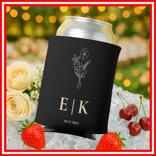 Schwarze und buttergelbe Monogramm-Wildflower-Hoch Dosenkühler