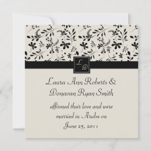 Schwarze und cremefarbene Blumen-Hochzeitsnachladu Einladung
