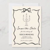 Schwarze und cremefarbene handgezeichnete Bogen-Fo Save The Date (Vorderseite)