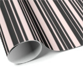 Schwarze und dunkle Rose Streifen Geschenkpapier (Rolleneckpunkt)