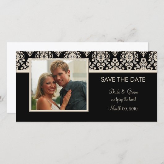 Schwarze und ElfenbeinDamaskus Save the Date Fotok (Vorne/Hinten)