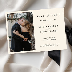 Schwarze und elfenbeinfarbene elegante minimalisti save the date