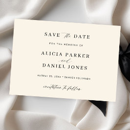 Schwarze und elfenbeinfarbene elegante minimalisti save the date