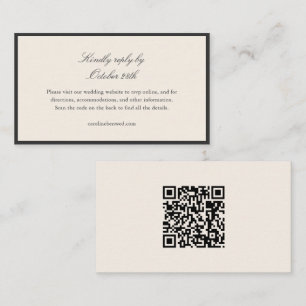 Schwarze und elfenbeinfarbene Hochzeits-RSVP-QR-Co Begleitkarte