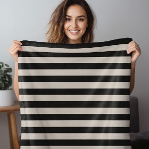 Schwarze und Elfenbeinstreifen   Modernes Bauernha Fleecedecke