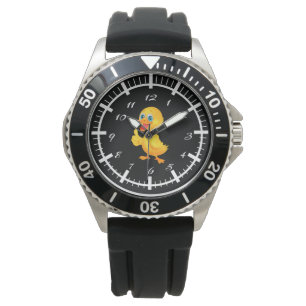 Schwarze und Enten-Uhr für Männer Armbanduhr