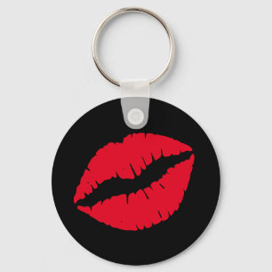 Schwarze und feminine rote Lippen Schlüsselanhänger
