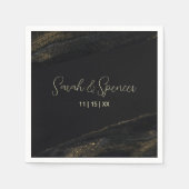 Schwarze und Funkelnd Goldene Neapel Serviette (Vorderseite)