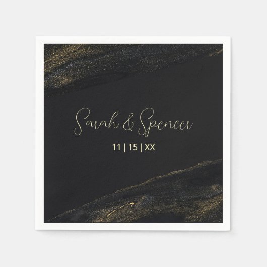 Schwarze und Funkelnd Goldene Neapel Serviette (Vorderseite)