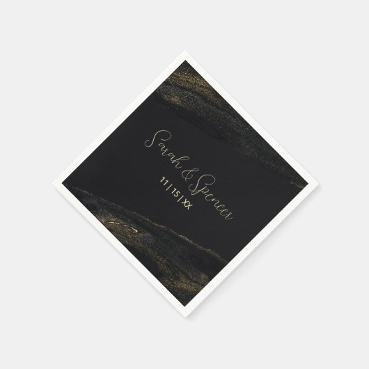 Schwarze und Funkelnd Goldene Neapel Serviette (Ecke)